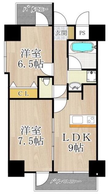 BGC難波タワー(2LDK/4階)の間取り写真