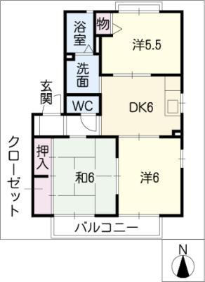 ポローニァ(3DK/1階)の間取り写真