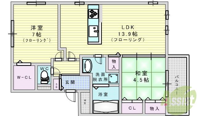 LA LUCE千里(2LDK/2階)の間取り写真