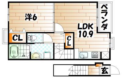 エテルノカーサ門司港(1LDK/2階)の間取り写真