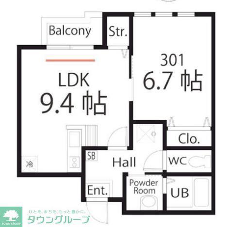 ハーミットクラブハウス長津田II D号棟(1LDK/3階)の間取り写真