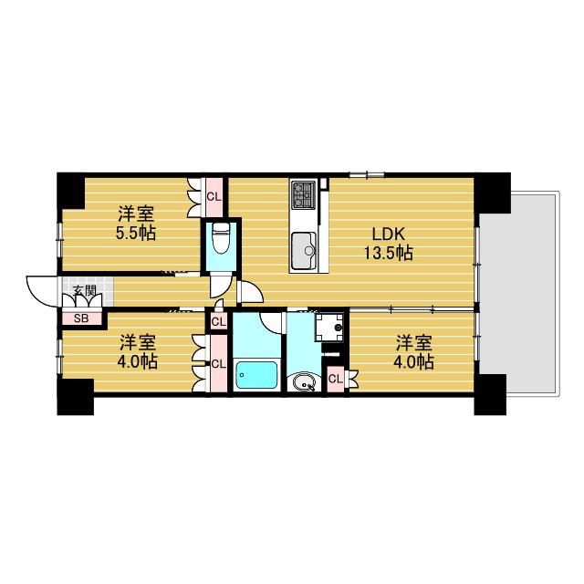 アーバンパーク淡路(3LDK/3階)の間取り写真