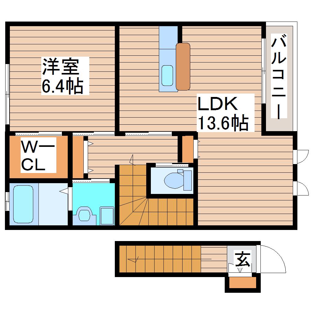 リジェールマレIII(1LDK/2階)の間取り写真