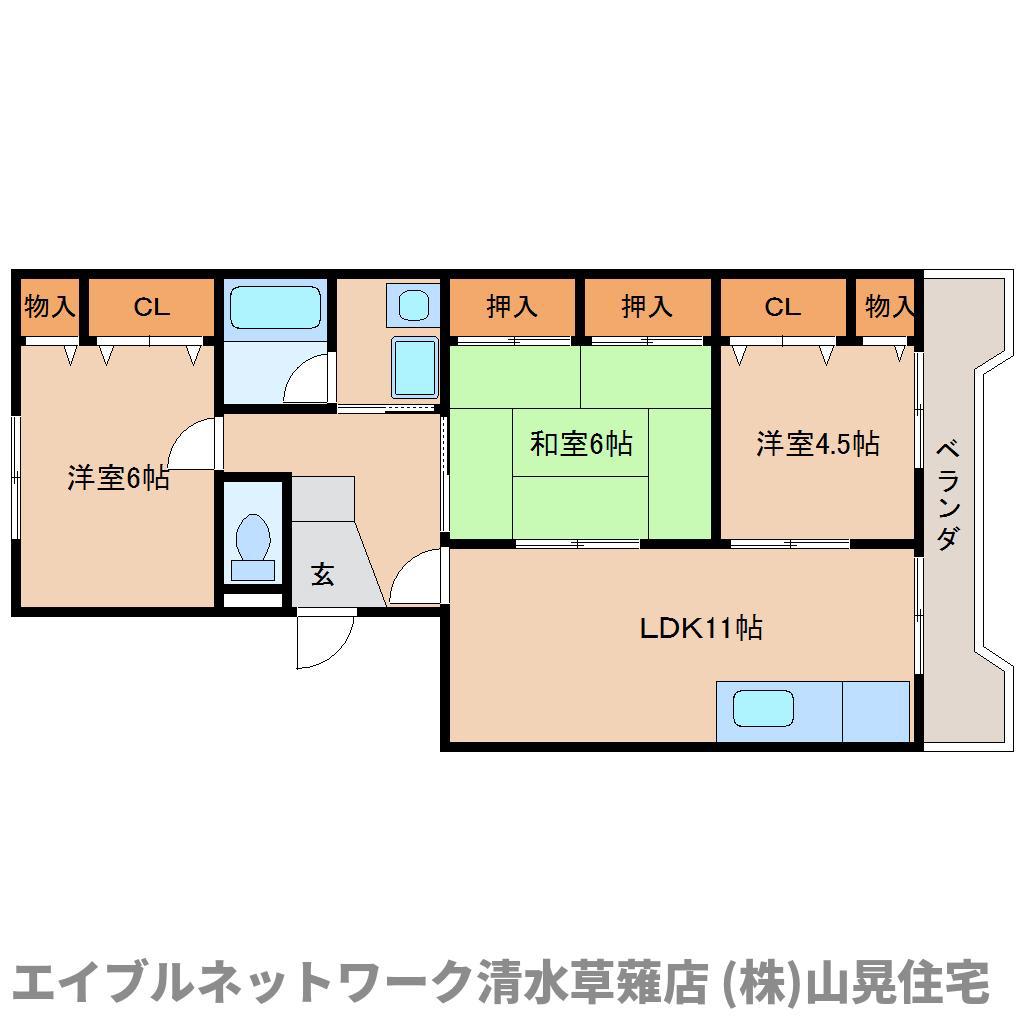 M&M御門台(3LDK/3階)の間取り写真
