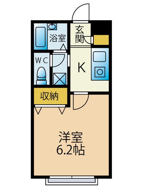 ヴィラージュ中町 ウエスト(1K/1階)の間取り写真