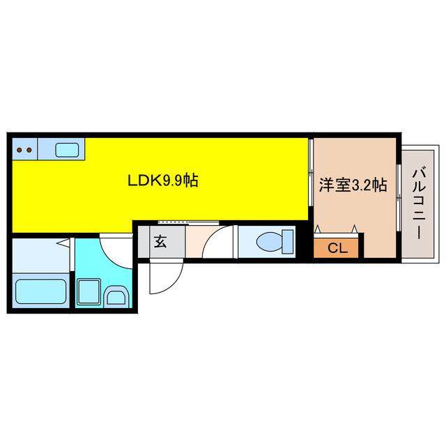 LE COCON 江南III(1LDK/2階)の間取り写真