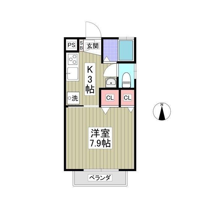 サンヴェール明光(1K/1階)の間取り写真