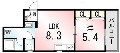 ブランエール(1LDK/2階)の間取り写真