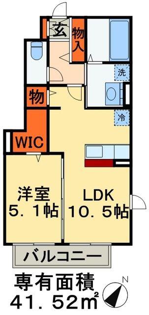 ベラ フェリシア(1LDK/1階)の間取り写真