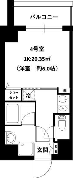 グランリーヴェル新川崎(1K/5階)の間取り写真
