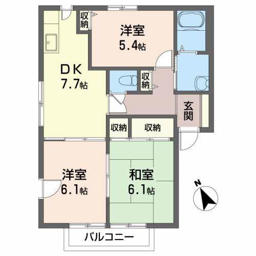 サン・ドリーム C(3DK/2階)の間取り写真