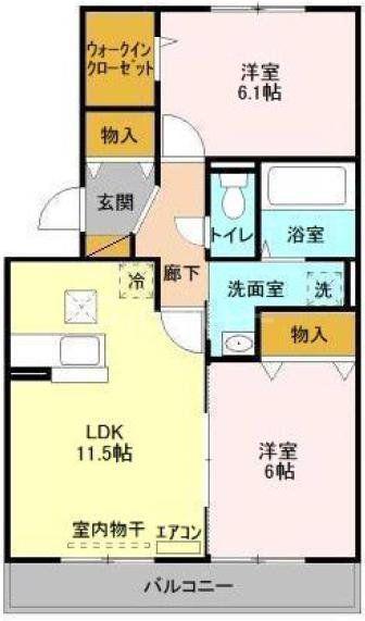 カシータII(2LDK/1階)の間取り写真