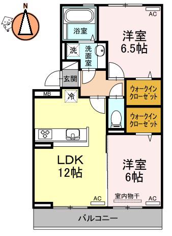 キャトルセゾン南佐古(2LDK/2階)の間取り写真