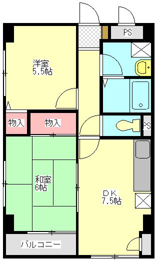 クラート大崎(2DK/5階)の間取り写真