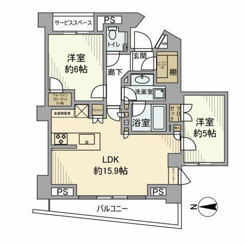 東急世田谷線 宮の坂駅 徒歩8分 3階建 築11年(2LDK/3階)の間取り写真