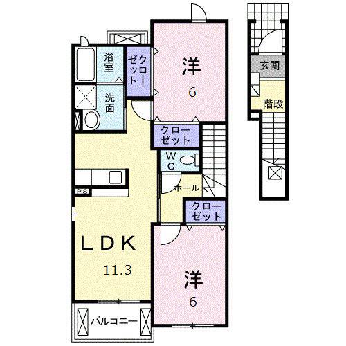 メゾンフィオーレ(2LDK/2階)の間取り写真