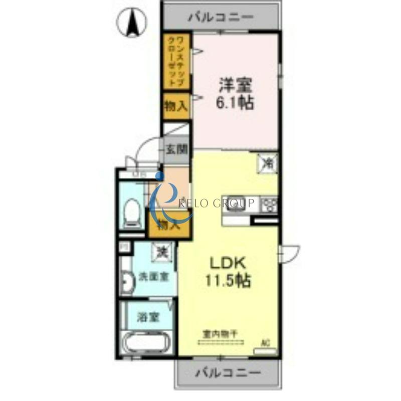 D-ROOM駒川中野(1LDK/2階)の間取り写真