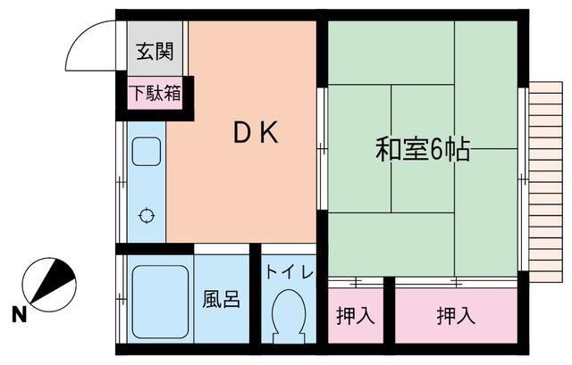 第二木所ハイツ(1DK/1階)の間取り写真