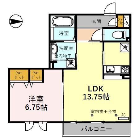 MONOLITH(1LDK/2階)の間取り写真