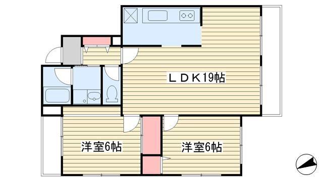 クレスト町田III1号棟(2LDK/2階)の間取り写真