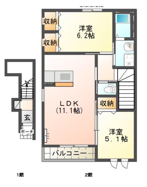 寿参番館(2LDK/2階)の間取り写真