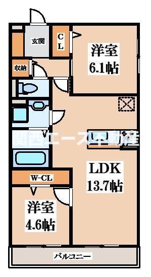 NUKATA COLN VERDE(2LDK/2階)の間取り写真