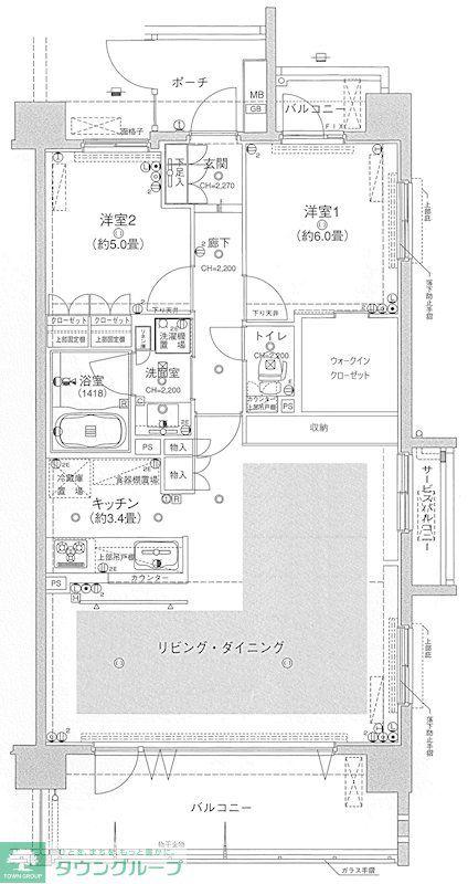 ウィルローズ船橋(2LDK/7階)の間取り写真
