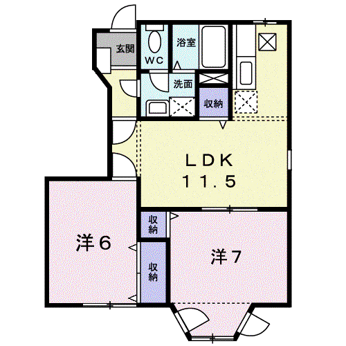 サンセール三ツ池(2LDK/1階)の間取り写真