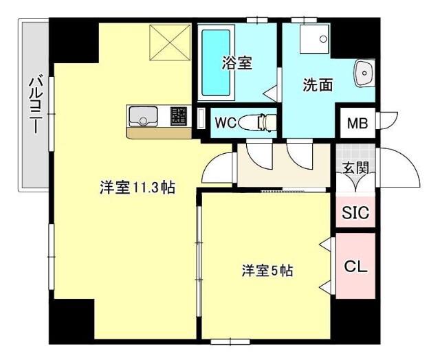 フォーエス紺屋今町(1LDK/10階)の間取り写真