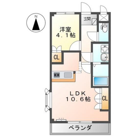 ルミネス土井(1LDK/2階)の間取り写真