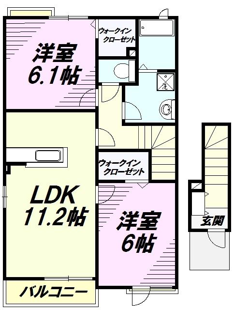 モントレゾール(2LDK/2階)の間取り写真