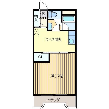 小山ガーデンプレイス壱番館(1DK/2階)の間取り写真