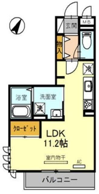 メテオール(ワンルーム/3階)の間取り写真