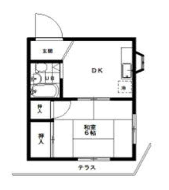 コートKー1(1DK/2階)の間取り写真