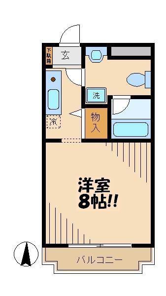 プリムヴェール聖蹟(1K/3階)の間取り写真