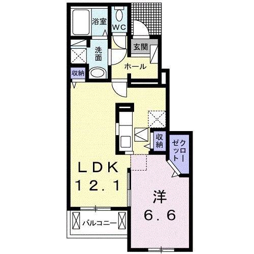 ブリザ II(1LDK/1階)の間取り写真