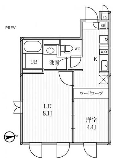 ルクレ高田馬場 手無 敷無 常時ゴミ出可 ネットフリー 最上階(1LDK/5階)の間取り写真