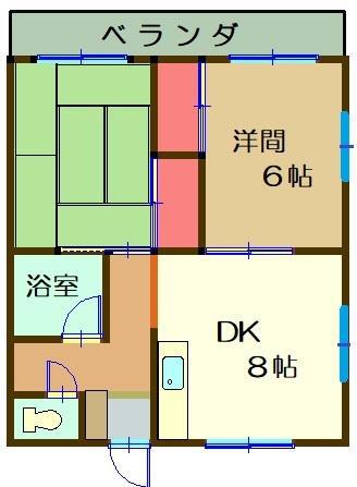 Aワンアパート(2DK/2階)の間取り写真