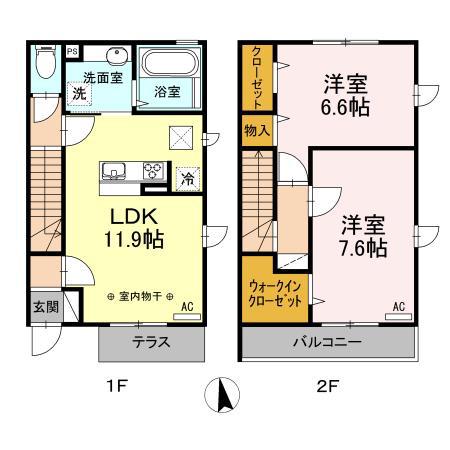 アビータ(2LDK/1階)の間取り写真