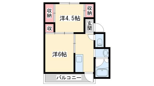 ビレッジハウス小坂 1号棟(2K/5階)の間取り写真