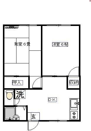 伸晃ハイツ1(2DK/1階)の間取り写真
