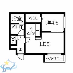 HARNESS 南11条(1LDK/2階)の間取り写真