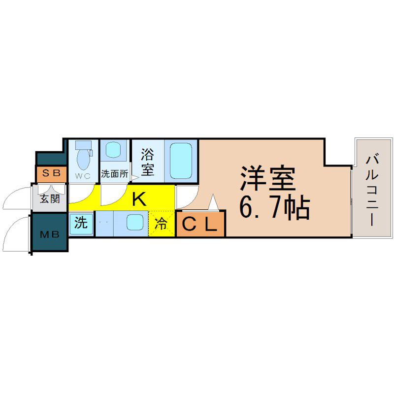 エステムコート名古屋グロース(1K/5階)の間取り写真