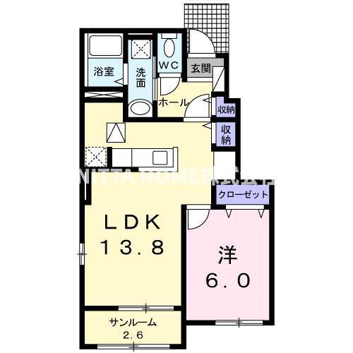 ウィズ・ユーA(1LDK/1階)の間取り写真