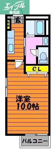 フォブール緑丘C棟(1K/1階)の間取り写真