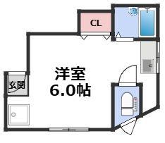 筆ヶ崎マンション(1K/2階)の間取り写真