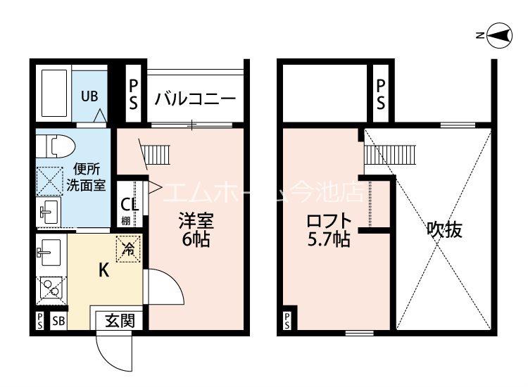 アペラシオン(1K/1階)の間取り写真