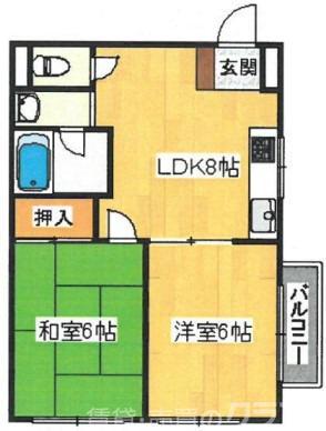 ハイツラベンダー(2LDK/4階)の間取り写真