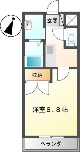 ブランシェコート(1K/2階)の間取り写真