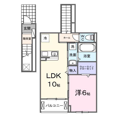 セレーノ エム(1LDK/2階)の間取り写真